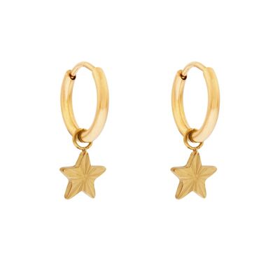 Earrings minimalistic flamed star - gold