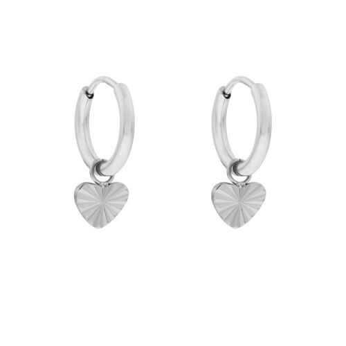 Earrings minimalistic flamed heart - silver