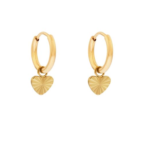 Earrings minimalistic flamed heart - gold
