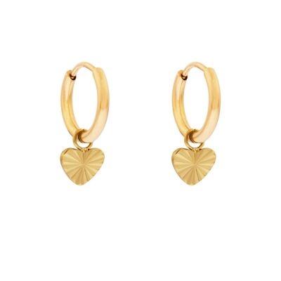 Earrings minimalistic flamed heart - gold