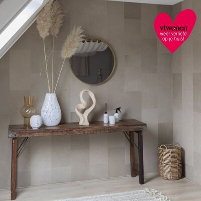 Leather tiles Beige