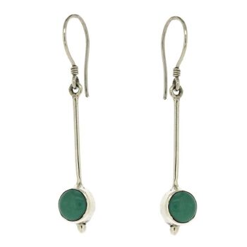 Boucles d'oreilles longues rondes turquoise et coffret de présentation 1