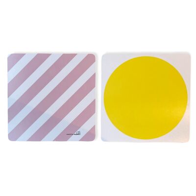 Pot coaster / pink-yellow