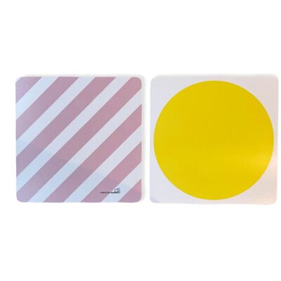 Pot coaster / pink-yellow