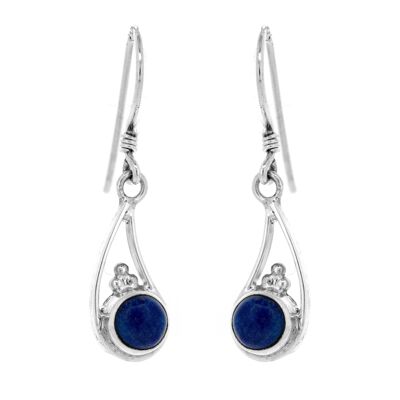 Boucles d'oreilles en forme de larme et boîte de présentation en lapis lazuli