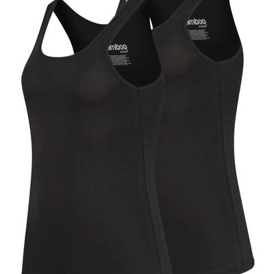 Dames Singlet Bamboe 2-pack zwart