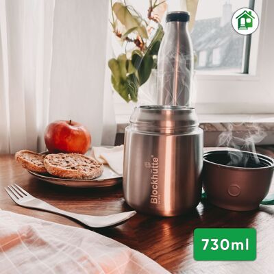 Stainless steel thermal lunch box with anti - vacuum stopper - 730ml