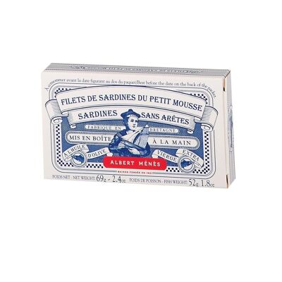 Filets de Sardines du Petit Mousse - Sans Arête -
 à l'Huile d'Olive Vierge Extra Préparation à l'Ancienne 69 g