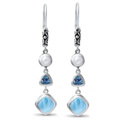 Heavenly Silver Larimar Earrings