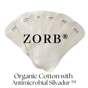 Inserts absorbants en coton biologique Zorb® avec SILVADUR® antimicrobien pour couches lavables. 1