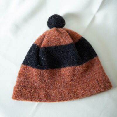 Stripe wool bobble hat