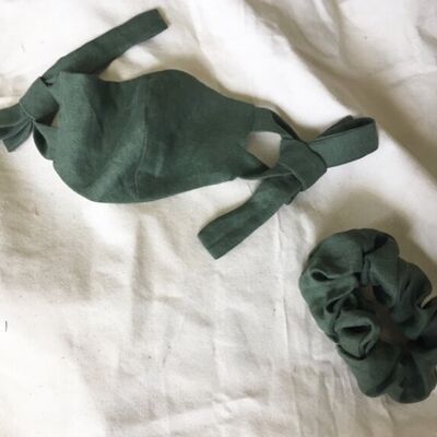 Cloth Face Mask + Scrunchy: Matching Set. GNS Fundraiser II - Peach Linen.