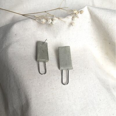 Simple concrete stud earrings sterling silver backs