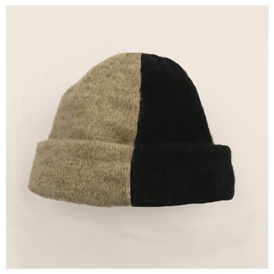 Knitted Pure Wool Two Tone Hat.
