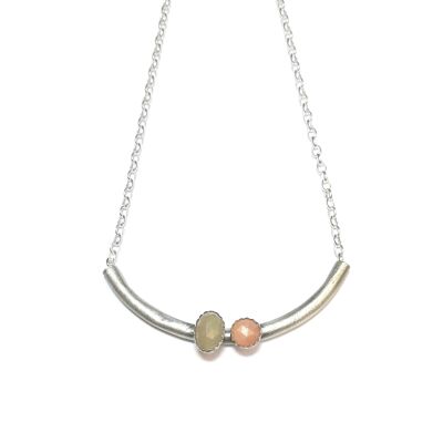 Moonstone Duo Necklace 925 Sterling Silver
