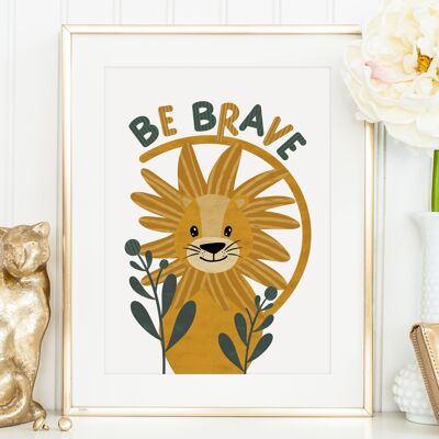 Poster 'Be brave - Lion' - A3