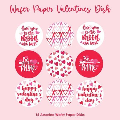 Crystal Candy Pack of 9 Pop Out Wafer Valentines Words of Love. 100% Edible
