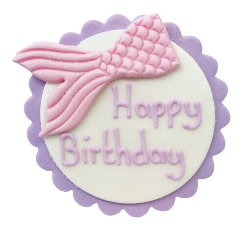 Mermaid Tail Happy Birthday Sugarcraft Plaque