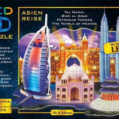 LED 3D Diorama Puzzle 69 Teile - Motiv: Asien Reise