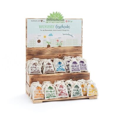 Wooden display - seed bombs - 8 pieces - stocked