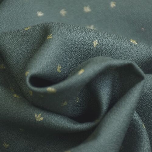 Tissu crêpe de viscose - Golden Flowers smoke green