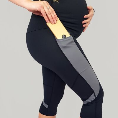 Leggings Capri per allenamento premaman ad alto impatto, neri