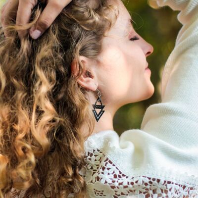 Boucles d'oreilles Bermudes Noir et Argent