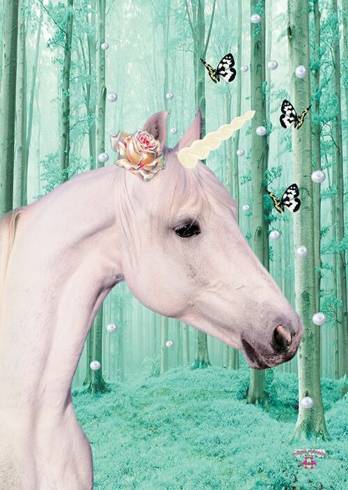 Postcard Unicorn Green