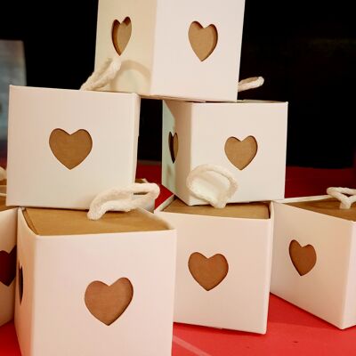 Caja de 5 pequeños corazones de chocolate con frambuesa, BIO, 45g aprox.