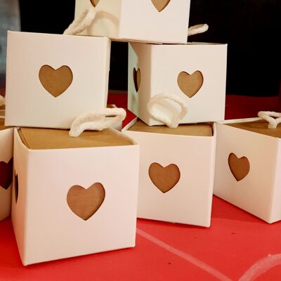 Caja de 5 pequeños corazones de chocolate con frambuesa, BIO, 45g aprox.