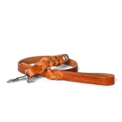 Twisted Leather Leash - Camel - Stainless Steel Fittings