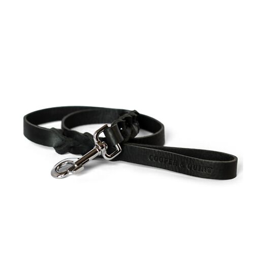 Twisted Leather Leash - Black - Stainless Steel Fittings