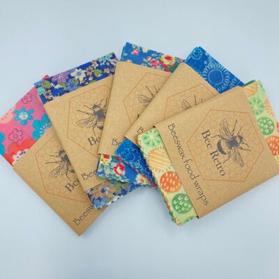 Floral- Medium Pack of three beeswax food wraps