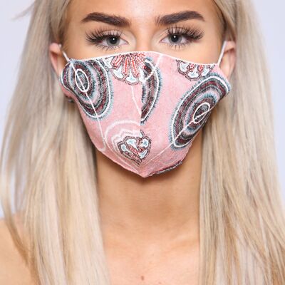 Pink floral patterened facemask