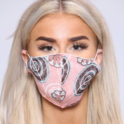 Pink floral patterened facemask