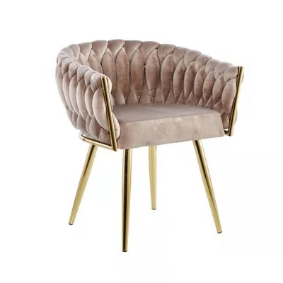 Eva Chair Velvet Taupe Gold Frame