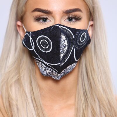 Navy floral patterned facemask