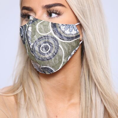 Green floral patterened facemask