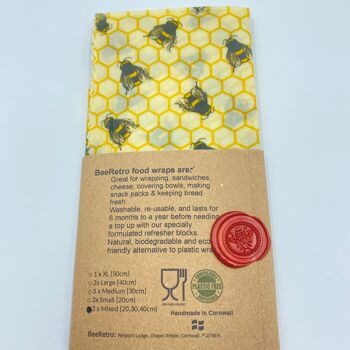 Abeilles - Pack mixte de trois enveloppes de cire d'abeille 13
