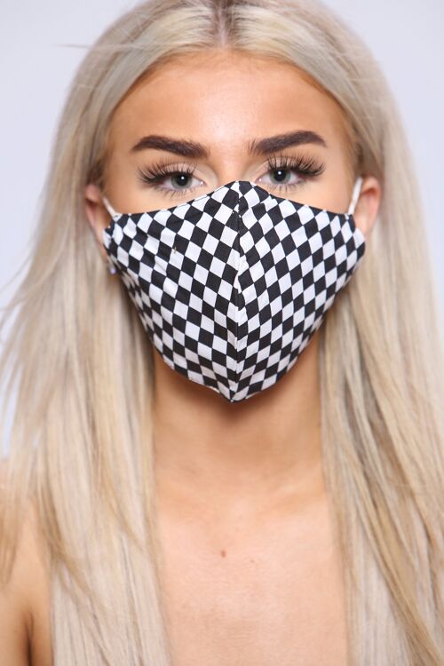 Check patterened cotton facemask