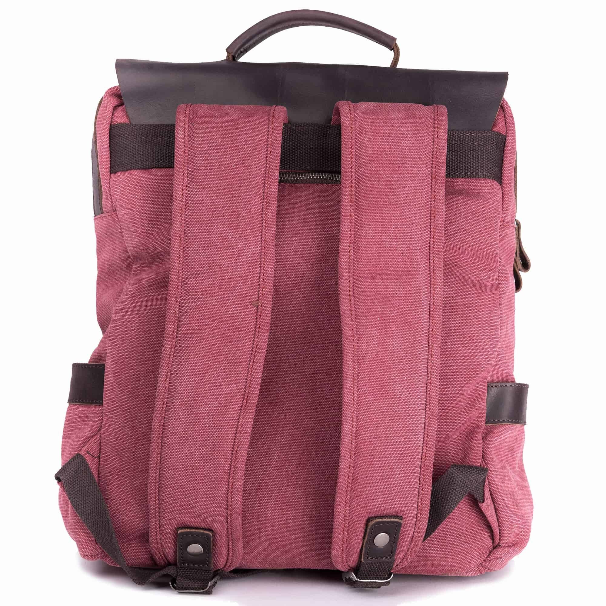 MORGNTAU Rucksack "Kurier" - Canvas/ Leder - Weinrot