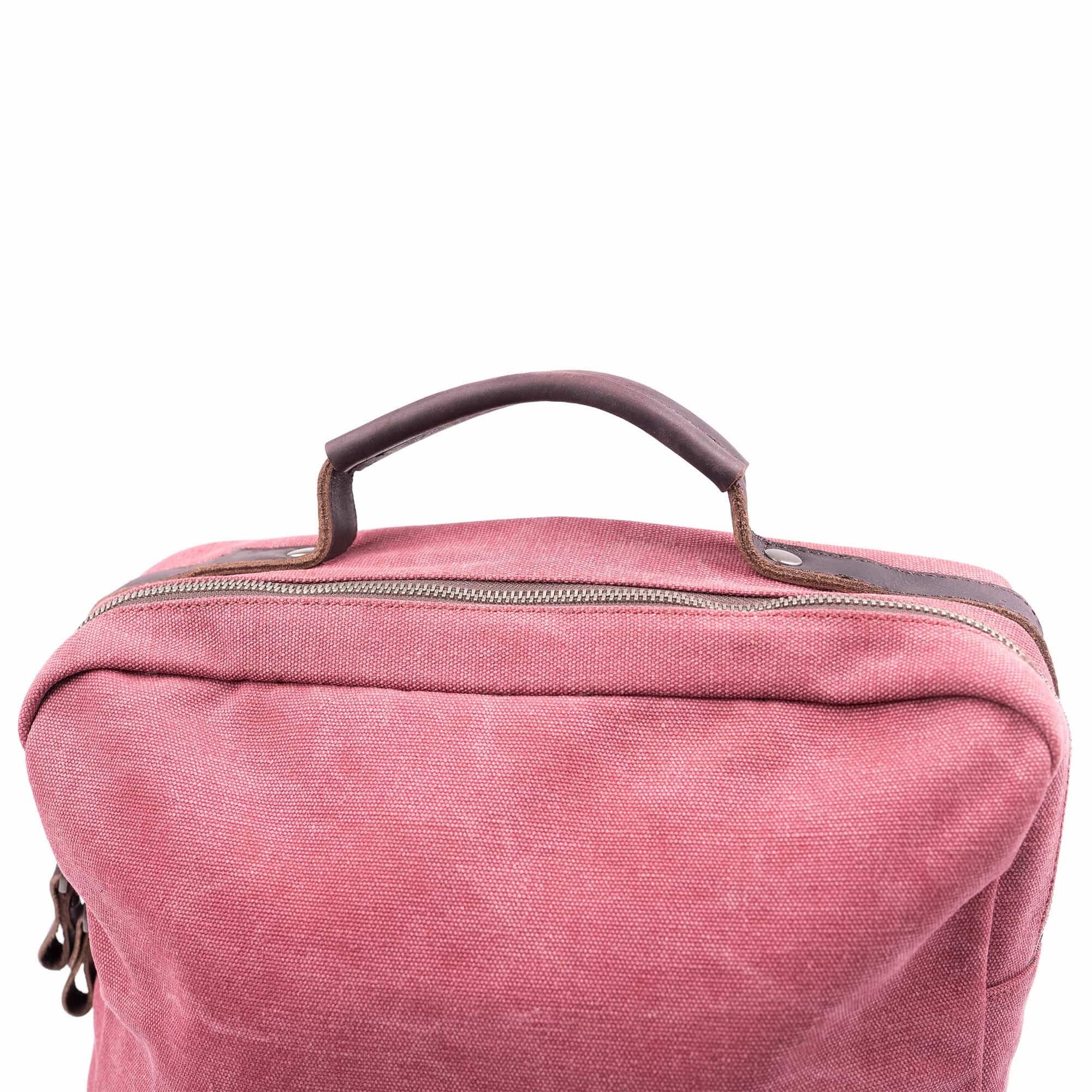 MORGNTAU Rucksack "Kurier" - Canvas/ Leder - Weinrot