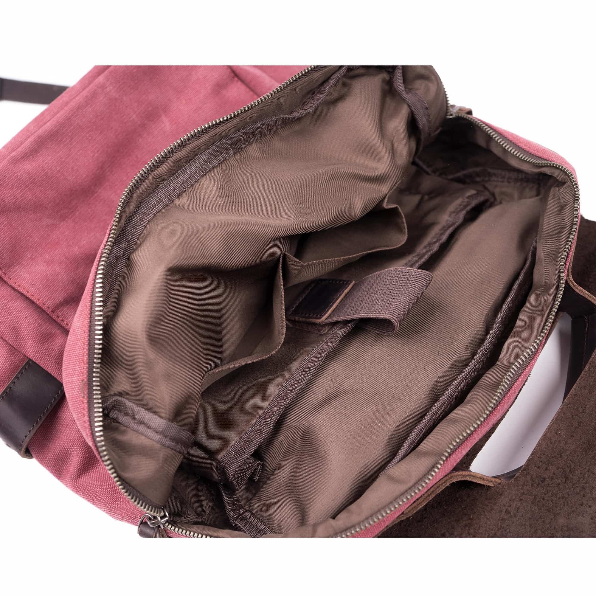 MORGNTAU Rucksack "Kurier" - Canvas/ Leder - Weinrot