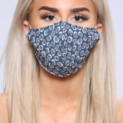 Teal swirl art patterened facemask