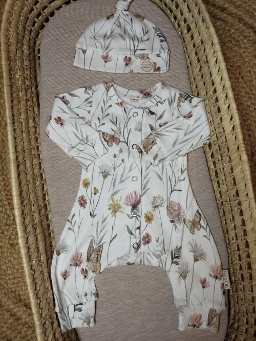 Printed bodysuit with butterflies and flowers