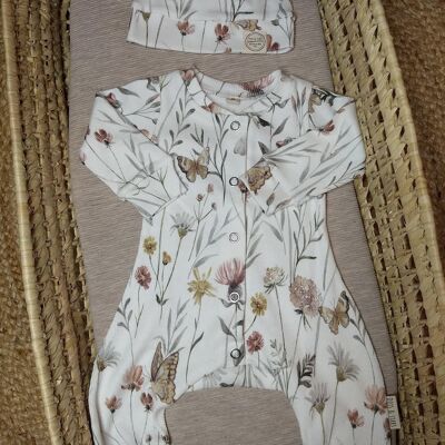 Printed bodysuit with butterflies and flowers