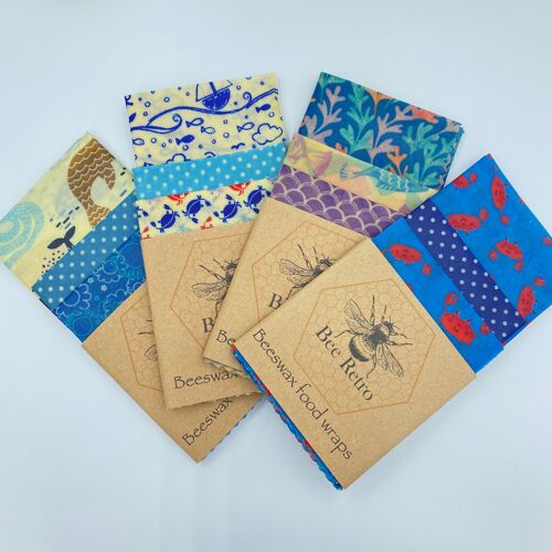 Nautical - Mixed Pack of three beeswax food wraps