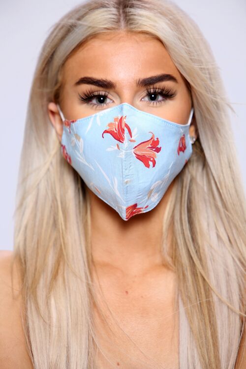 Blue flower print facemask