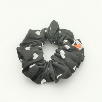 Scrunchie Black & White Hearts