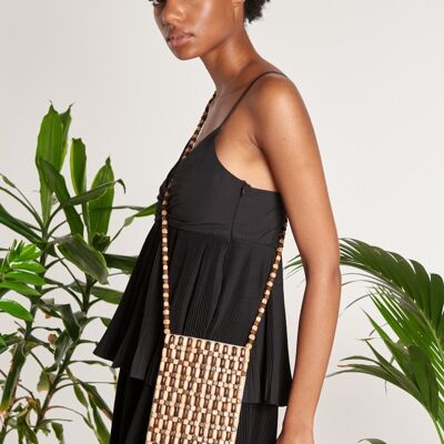 Dela Mango Wood Beaded Crossover bag